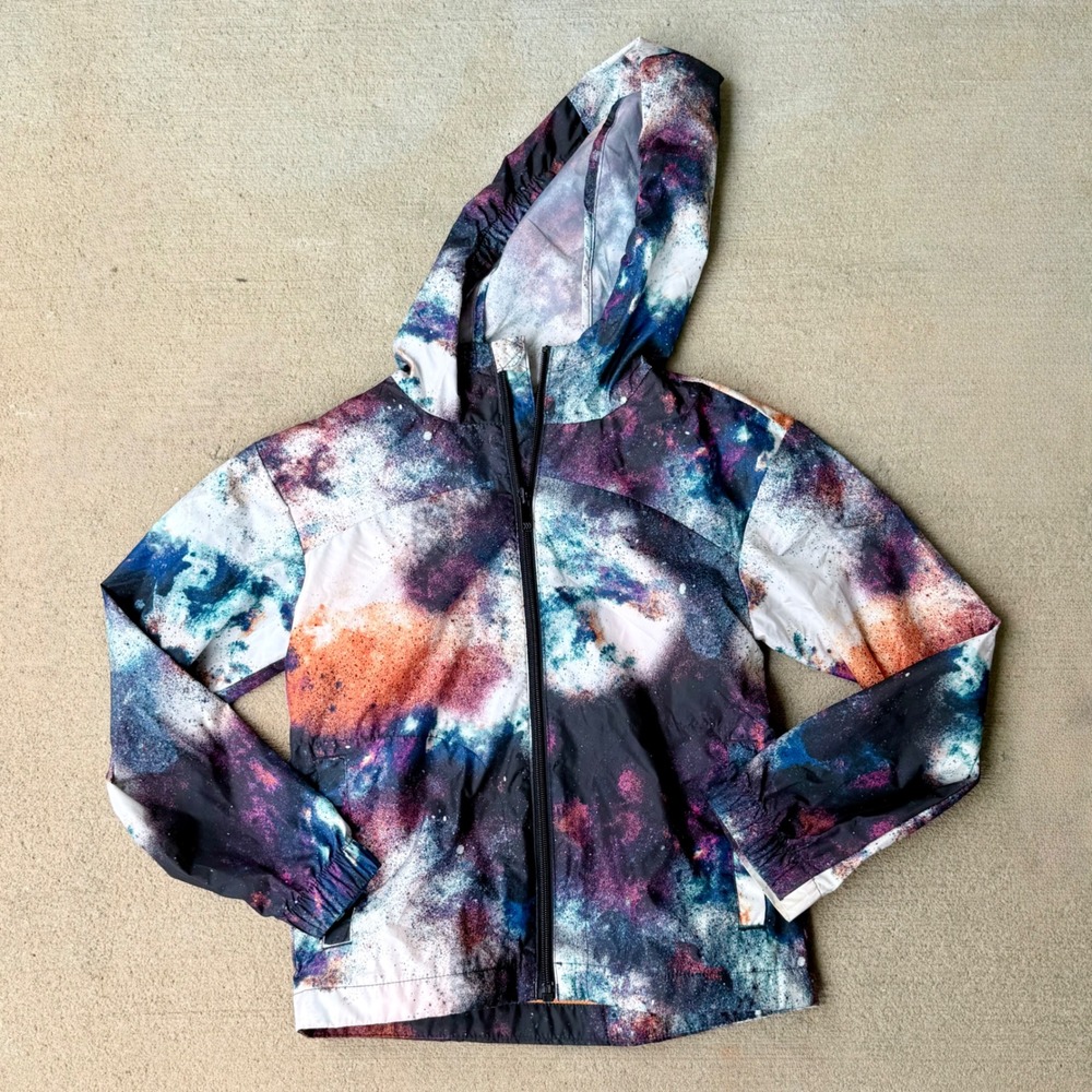 All In‎ Motion Kids Galaxy Print Windbreaker Jacket Water Resistant Hooded Small